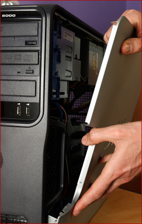  panel being replaced on repaired pc tower